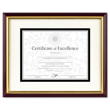 DAX® Document-certificate Frame W-mat, Plastic, 11 X 14, 8 1-2 X 11, Mahogany-gold freeshipping - TVN Wholesale